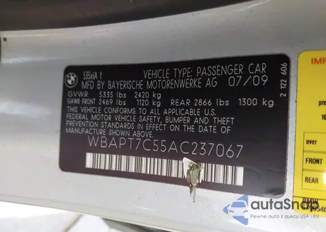 2010 BMW 535I xDrive z USA, uszkodzony, nr VIN WBAPT7C55AC237067